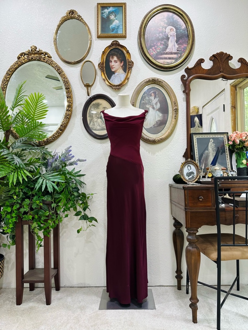 Windsor Off-Shoulder Burgundy Maxi Dress